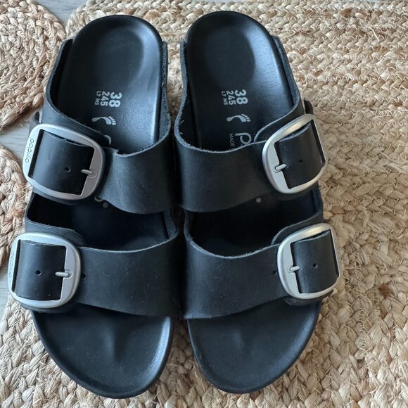 Birkenstock Nora Big Buckle Sandals – Black – Silver Buckles – Size EU 38 / US W - Picture 7 of 13